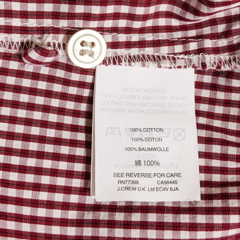 MADEWELL Burgundy Gingham Wrap Blouse/Top with 3/4 Sleeves - Picture 10 of 10